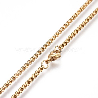 304 Stainless Steel Box Chain Necklaces(NJEW-P244-01G)-2