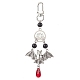 Halloween Alloy Bat & Lotus Pendant Decorations(HJEW-TA00190)-1