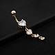 Real 18K Gold Plated Piercing Jewelry Brass Cubic Zirconia Heart Navel Ring Navel Ring Belly Rings(AJEW-EE0001-06)-3