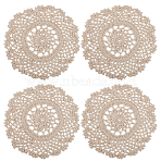 Handmade Cotton Lace Cup Coasters, Crochet Cup Mat, Flower, Bisque, 170~180x2mm, 4pcs/bag(AJEW-GF0008-84B)