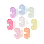 Luminous Frosted Transparent Acrylic Beads, Large Hole Beads, Number 3, with Glitter Powder, Glow in the Dark, Mixed Color, 13x21.8x11.8mm, Hole: 6.5mm, about 222pcs/500g(TACR-T029-21D)