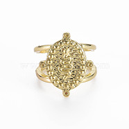 Oval with Snake Pattern Rack Plating Alloy Cuff Rings, Open Rings, Cadmium Free & Lead Free, Light Gold, US Size 5 3/4(16.3mm)(RJEW-Q163-023A-RS)