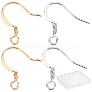200Pcs 2 Colors Brass Earring Hooks, with Horizontal Loop, Long-Lasting Plated, Mixed Color, 16.7~17x16x0.7mm, Hole: 2~2.2mm, Pin: 0.6~0.7mm(KK-CN0001-77)