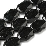 Natural Obsidian Beads Strands, Hexagon, Faceted, 12x17x5mm, Hole: 1mm, about 24pcs/strand, 15.55''(39.5cm)(G-P544-B03-01)