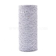 Glitter Sequin Deco Mesh Ribbons, Tulle Fabric, for Wedding Party Decoration, Skirts Decoration Making, Gray, 6 inch(150mm), 10yards/roll(OCOR-K004-A10)