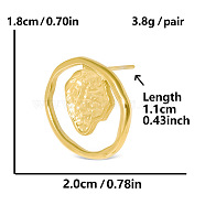 304 Stylish Stainless Steel Heart Circle Stud Earrings Unique Design Jewelry, Golden, 18x20mm(FU0868-2)