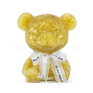 Resin Bear Display Decoration, with Natural Citrine Chips inside Statues for Home Office Decorations, 155x130x180mm(PW-WG24074-03)