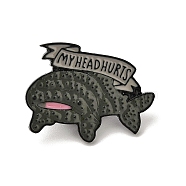 My Head Hurts Shark Alloy Enamel Pins Brooches for Backpack Clothes, Gray, 26x19.5mm(JEWB-S028-11A)