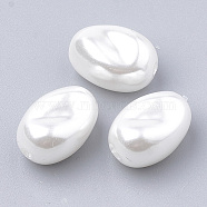 Eco-Friendly Plastic Imitation Pearl Beads, High Luster, Grade A, Oval, White, 14x10x8.5mm, Hole: 1.6mm(X-MACR-T013-07)