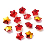Glass Charms, Faceted Star, Red, 13x13.5x7mm, Hole: 1.2mm(GGLA-Z002-01F)