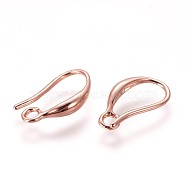 Brass Earring Hooks, with Horizontal Loop, Rose Gold, 15x8.5x2.5mm, Hole: 1.8mm, 20 Gauge, Pin: 0.8mm(KK-L177-29RG)