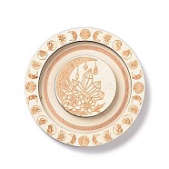 Flat Round Wood Bracelet Display Trays, Moon Phase Jewelry Holder for One Bracelet Storage, PapayaWhip, Flower Pattern, 9.6x0.95cm, Groove: 12.5mm(BDIS-G010-01B)