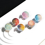 30Pcs Gradient Color & UV Plating Rainbow Iridescent Opaque Resin Beads, with Glitter Power, Round, Mixed Color, 8mm(PW-WG1BD98-13)