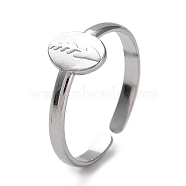 304 Stainless Steel Rings, Open Cuff Ring, Oval & Arrow Ring for Women, Stainless Steel Color, US Size 7(17.3mm), 2.5mm(RJEW-B047-05P)