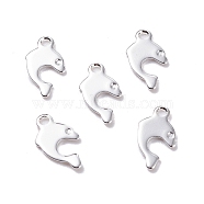 201 Stainless Steel Charms, Dolphin, Silver, 12x7x0.8mm, Hole: 1.2mm(STAS-H436-64S)