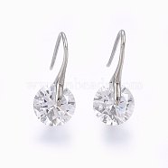 304 Stainless Steel Dangle Earrings, with Cubic Zirconia, Clear, 18x8x7mm, pin: 0.8mm(EJEW-H365-8MM-1)
