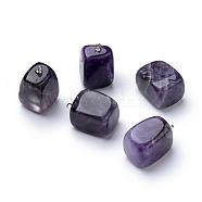 Natural Amethyst Pendants, with Iron Findings, Mixed Shape, 15~25x13~16x13~16mm, Hole: 1.5mm(G-R413-17)
