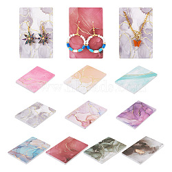 Pandahall 100Pcs 10 Styles Hot Stamping Cardboard Paper Jewelry Display Cards, for Hanging Earring & Necklace, Rectangle, Mixed Color, 9x6x0.04cm, Hole: 1.6mm, 10pcs/style(CDIS-TA0001-17)