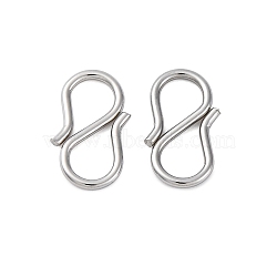 Non-Tarnish 304 Stainless Steel S-Hook Clasps, for Necklace, Bracelet Making, Stainless Steel Color, 12.5x7.5x1mm(STAS-R157-02P)