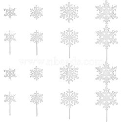 SUPERFINDINGS 8 Sets 2 Style Acrylic Mirror Cake Toppers, Cake Inserts Decoration, Christmas Theme, Snowflake, Silver, 43~111.5x37.5~69x1mm, 4 sets/style(DIY-FH0004-90B)