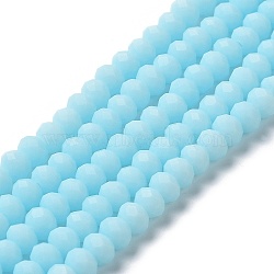 Glass Beads Strands, Faceted, Frosted, Rondelle, Pale Turquoise, 3.5mm, Hole: 1mm, about 123~127pcs/strand, 13.7~14.1 inch(35~36cm)(EGLA-A034-P3mm-MD06)