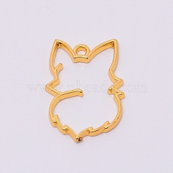 Alloy Open Back Bezel Pendants, DIY Accessories for Jewelry Making, For DIY UV Resin, Epoxy Resin, Fox Hear Shape, Golden, 34x22x2.1mm, Hole: 2.5mm(PALLOY-WH0081-04)