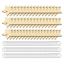 50Pcs Undyed Wood Connector Charms, with 100Pcs Silver Color Plataed Brass Open Jump Rings, Star, Links: 29.5x31x2.5mm, Hole: 2mm, Rings: 12x1.2mm, Inner Diameter: 9.6mm(WOOD-FS0001-12B)