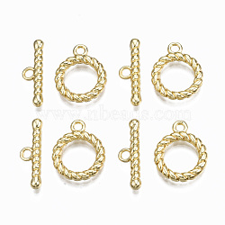 Alloy Toggle Clasps, Cadmium Free & Nickel Free & Lead Free, Ring, Real 16K Gold Plated, Ring: 19x15x2.5mm, Hole: 2mm, Bar: 21.5x6.5x3mm, Hole: 2mm(PALLOY-Q441-013-NR)