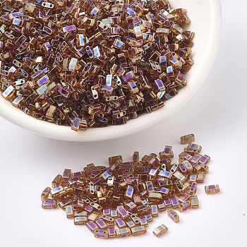 MIYUKI Half TILA Beads, Japanese Seed Beads, 2 Hole, (HTL257) Transparent Topaz AB, 5x2.3x1.9mm, Hole: 0.8mm, about 250pcs/10g