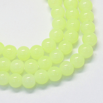 Baking Painted Imitation Jade Glass Round Bead Strands, Green Yellow, 6.5mm, Hole: 1.5mm, about 145pcs/strand, 31.8 inch