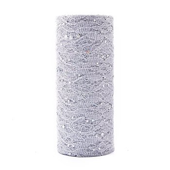 Glitter Sequin Deco Mesh Ribbons, Tulle Fabric, for Wedding Party Decoration, Skirts Decoration Making, Gray, 6 inch(150mm), 10yards/roll