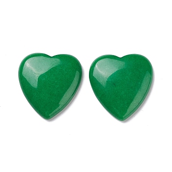 Natural Jade Cabochons, Heart, Dyed, Sea Green, 29~30x29~30x6~8mm