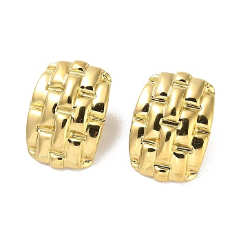 Golden 304 Stainless Steel Stud Earrings, Rectangle, 29x20.5mm
