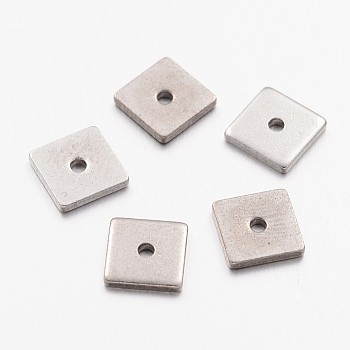 304 Stainless Steel Spacer Beads, Square, Stainless Steel Color, 6x6x0.8mm, Hole: 1.2mm