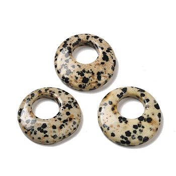 Natural Dalmatian Jasper Pendants, Donut/Pi Disc Charms, 27.5~28x4.5~5.5mm
