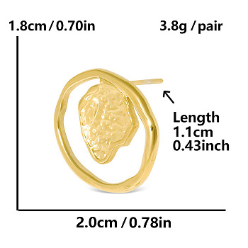 304 Stylish Stainless Steel Heart Circle Stud Earrings Unique Design Jewelry, Golden, 18x20mm