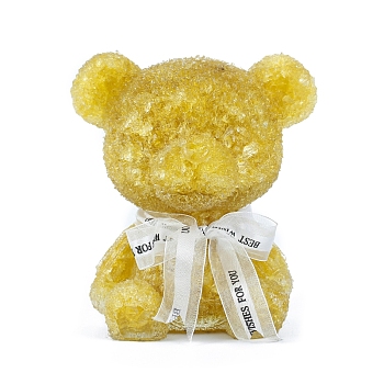Resin Bear Display Decoration, with Natural Citrine Chips inside Statues for Home Office Decorations, 155x130x180mm