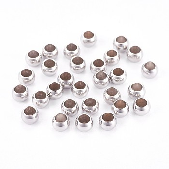 304 Stainless Steel Smooth Spacer Beads, Rondelle, Stainless Steel Color, 5x3mm, Hole: 3mm