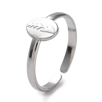 304 Stainless Steel Rings, Open Cuff Ring, Oval & Arrow Ring for Women, Stainless Steel Color, US Size 7(17.3mm), 2.5mm