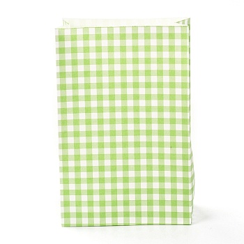 Rectangle with Tartan Pattern Paper Bags, No Handle, for Gift & Food Bags, Yellow Green, 23x15x0.1cm