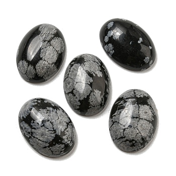 Natural Snowflake Obsidian Cabochons, Oval, 18x13x5~5.5mm