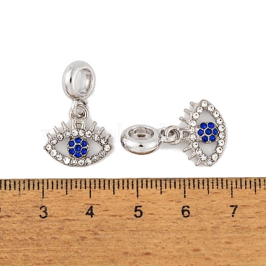 Breloques européennes en alliage de cristal et strass bleu capri(FIND-C055-17P)-3