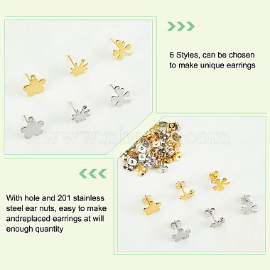 60Pcs 6 Style 304 Stainless Steel Stud Earring Findings(STAS-DC0010-20)-4