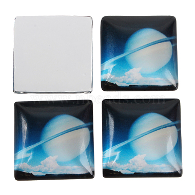 Starry Sky Printed Glass Square Cabochons(X-GGLA-N001-10mm-D24)-2