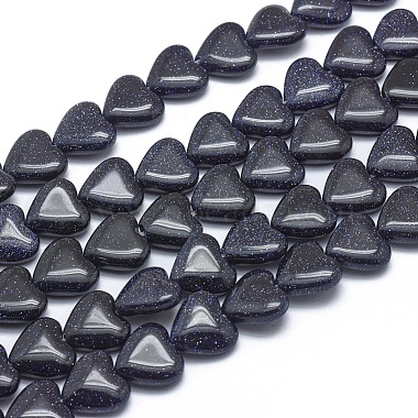 12mm Heart Blue Goldstone Beads