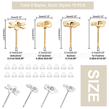 80Pcs 8 Style 304 Stainless Steel Stud Earring Settings(STAS-DC0009-37)-2