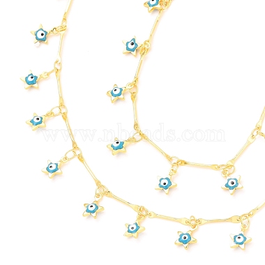 Star Evil Eye Charm Bracelets & Necklaces Jewelry Sets(SJEW-JS01135)-3