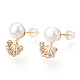 Clear Cubic Zirconia Tree of Life Stud Earrings with Natural Pearl(PEAR-N020-06I)-3
