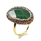Natural Dyed Jade Teardrop Adjustable Ring with Rhinestone(RJEW-E052-02G-02)-1