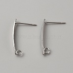 Brass Stud Earring Findings, Horse Eye with Vertical Loop, Platinum, 22x4mm, Hole: 2mm, Pin: 0.8mm(FIND-WH0110-705)